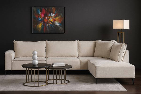 Hoekbank Ellie, 2 kleuren stof