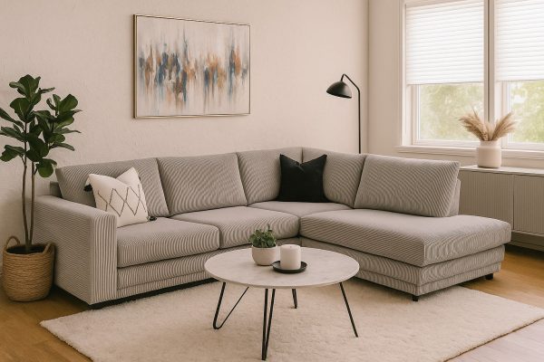 Hoekbank Girona, 2 kleuren stof