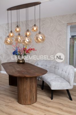 Ovale eetkamerbank Opaal, 3 kleuren Cremona stof