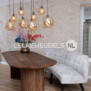 Ovale eetkamerbank Opaal, 3 kleuren Cremona stof