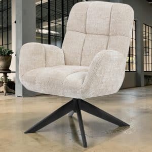 Draai fauteuil Emily, Beige stof