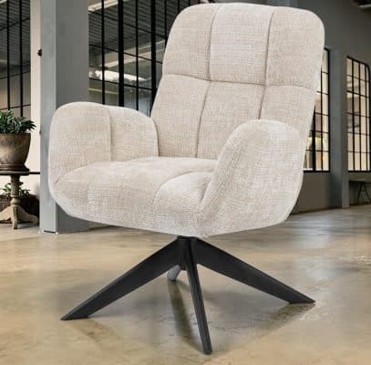 Draai fauteuil Emily, Beige stof